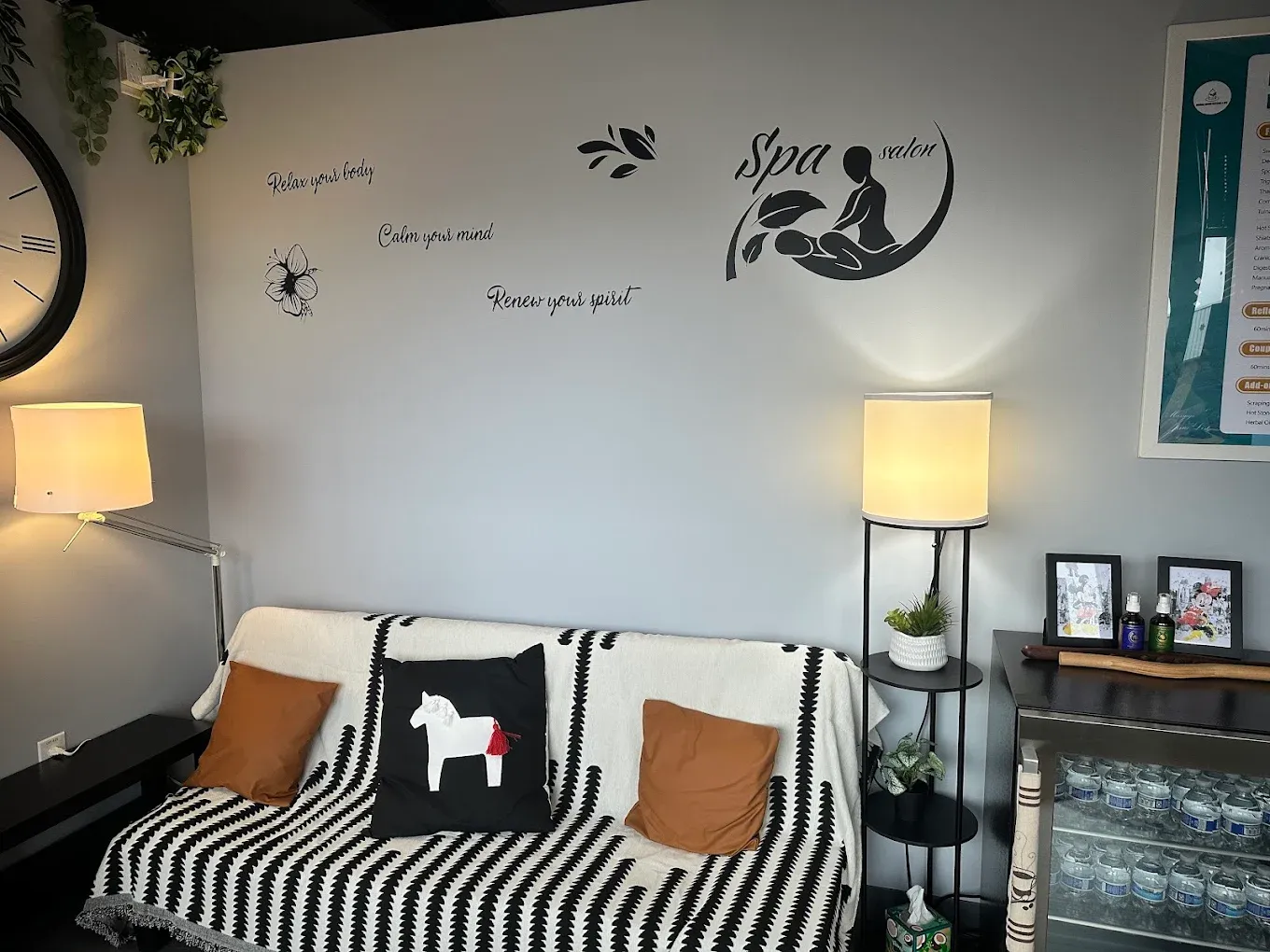 Miracle Hands Massage & Spa waiting area in Centreville, VA
